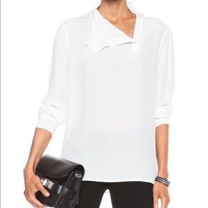 Current/Elliott 100% Silk Button Neck Blouse